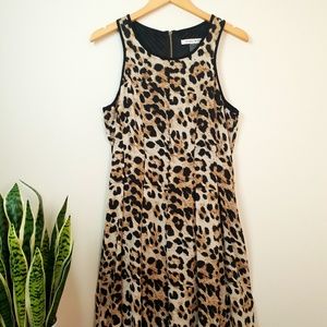 Leopard print cropped baby doll pleated dress
